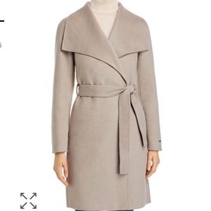 tahari wrap coat grey